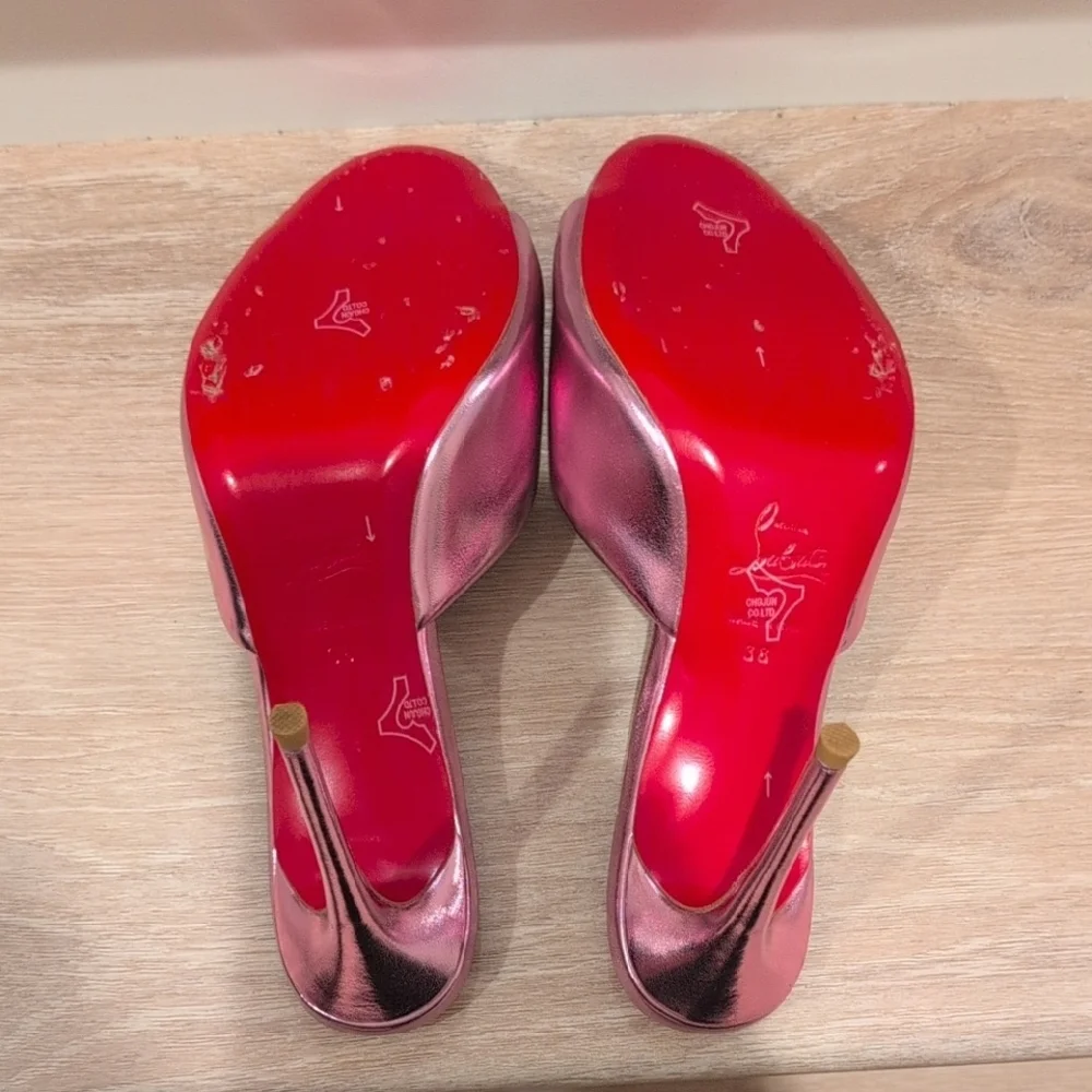 Elegant Dolly Pink Metallic Dolly High Heels - Picture 3 of 4